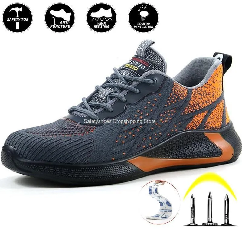 Stivali Scarpe antinfortunistiche leggere da uomo da lavoro Antismash Antistab Sneakers Punta in acciaio traspirante per uomo Industriale 230905