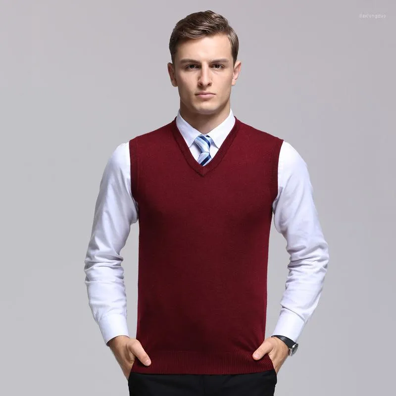 Herensweaters 2023 merk wollen vestbasis mouwloos voor heren trui met V-hals