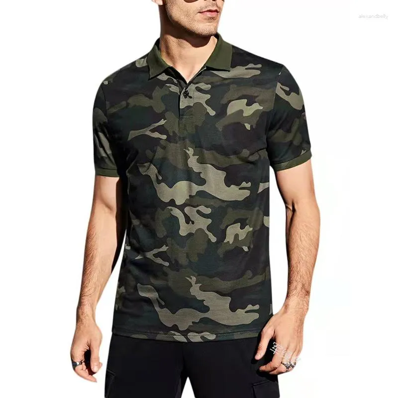 Polos pour hommes Mode Camouflage Polo Chemise d'été T-shirts occasionnels Top à manches courtes Militaire Camiseta Streetwear Hommes Vêtements Masculina