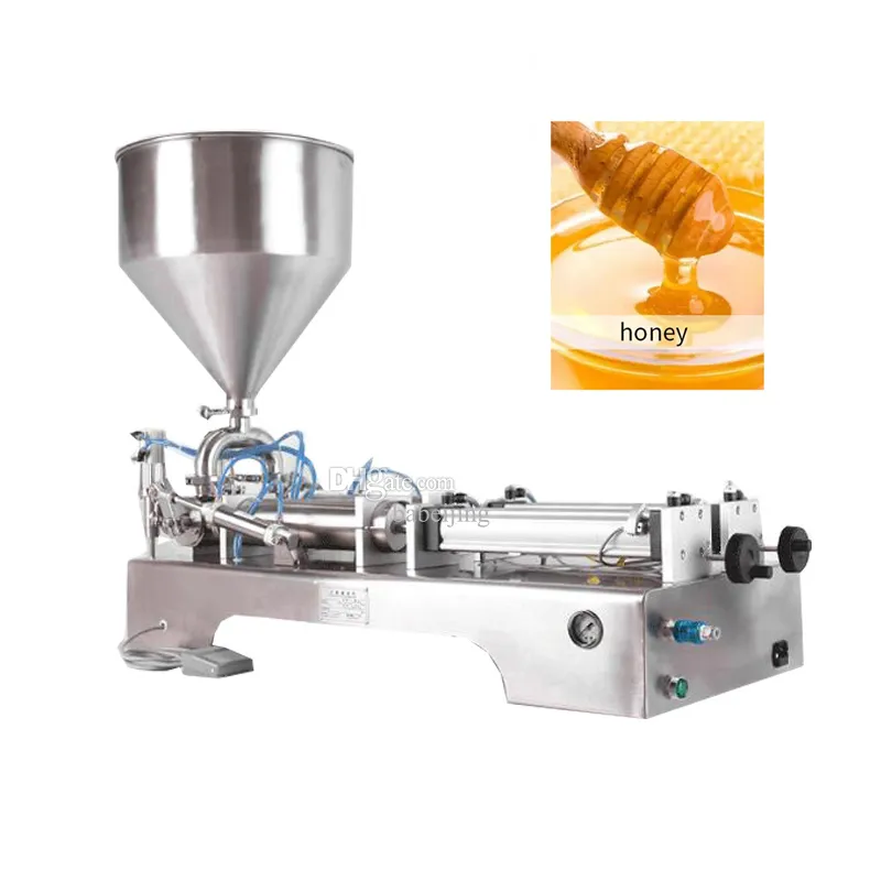 Food Filling Machine Double Nozzle Paste Large Hopper Rotary Valve Range 100-1000ml Quantitative Filling And Package Equipment