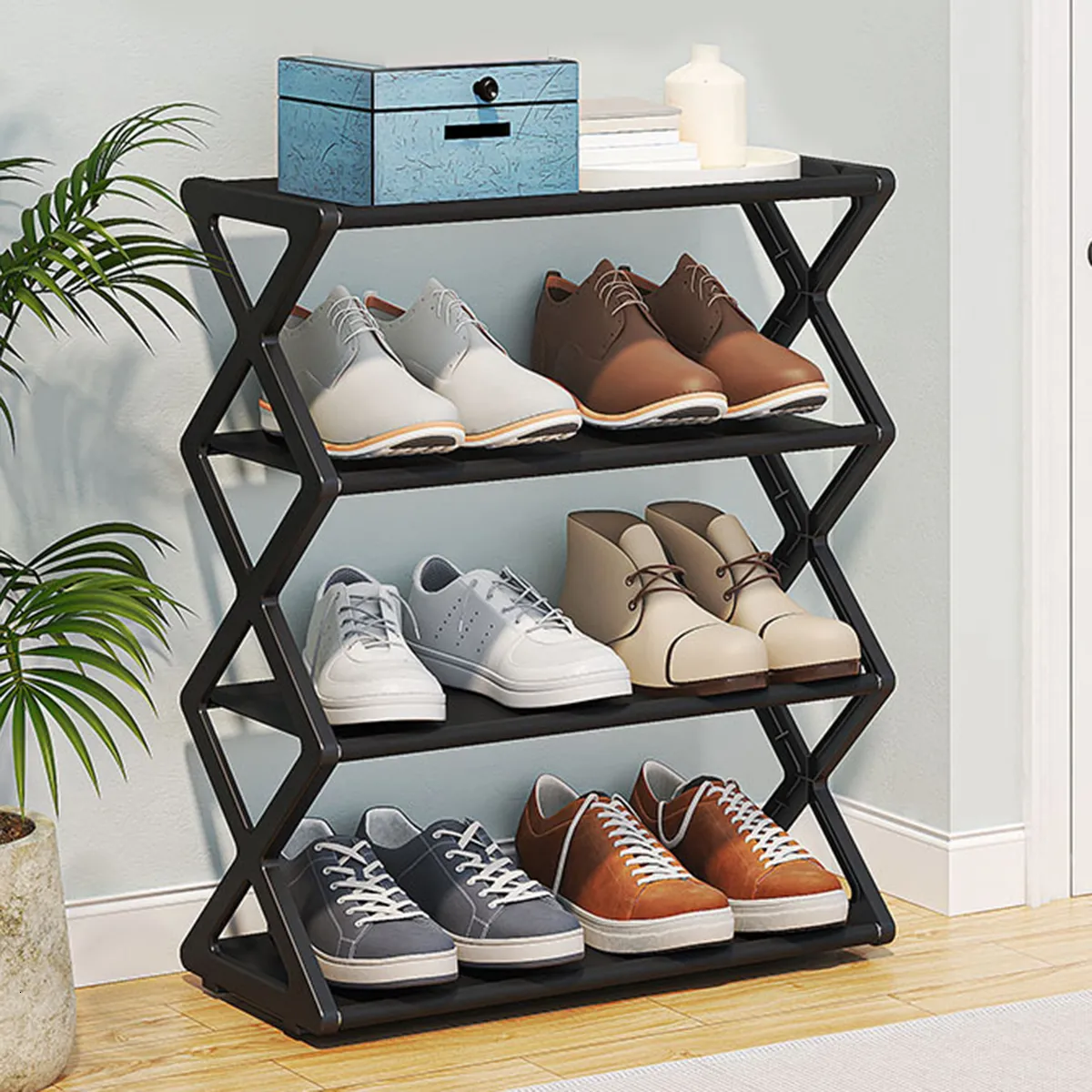 Multifunctional Steel Shoe Rack For Home Storage Unit Sizes X Shaped
