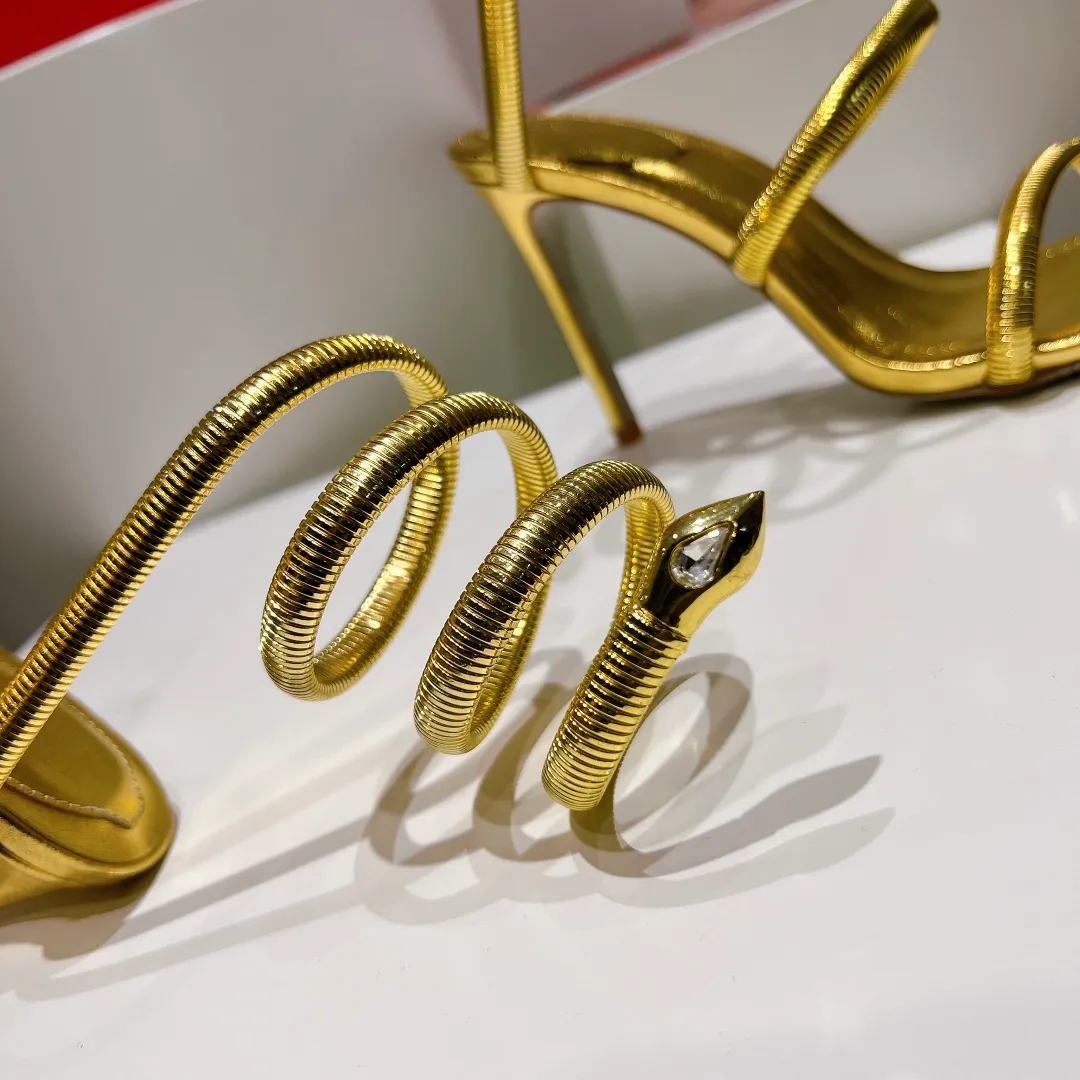 ★関税込み★ Rene Caovilla Velvet Snake Sandals Snake embellished sandals 105 in black - Rene Caovilla