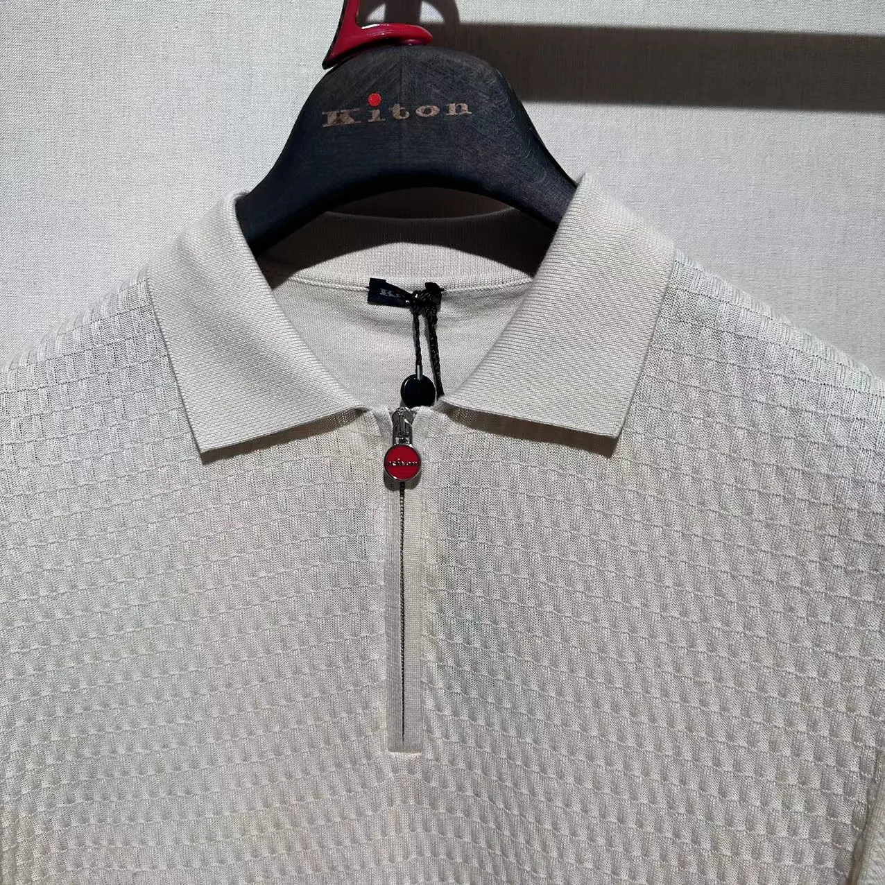 Polos pour hommes Kiton de printemps pur coton Texture chemises à manches courtes blanches