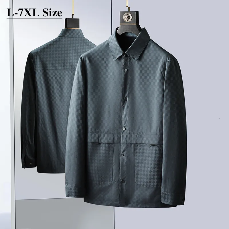 Mens Jackets Autumn Oravized For Men Fashion Classic Business Casual Lapel Simplicity Coat Male Black Green 6xl 7xl 230905