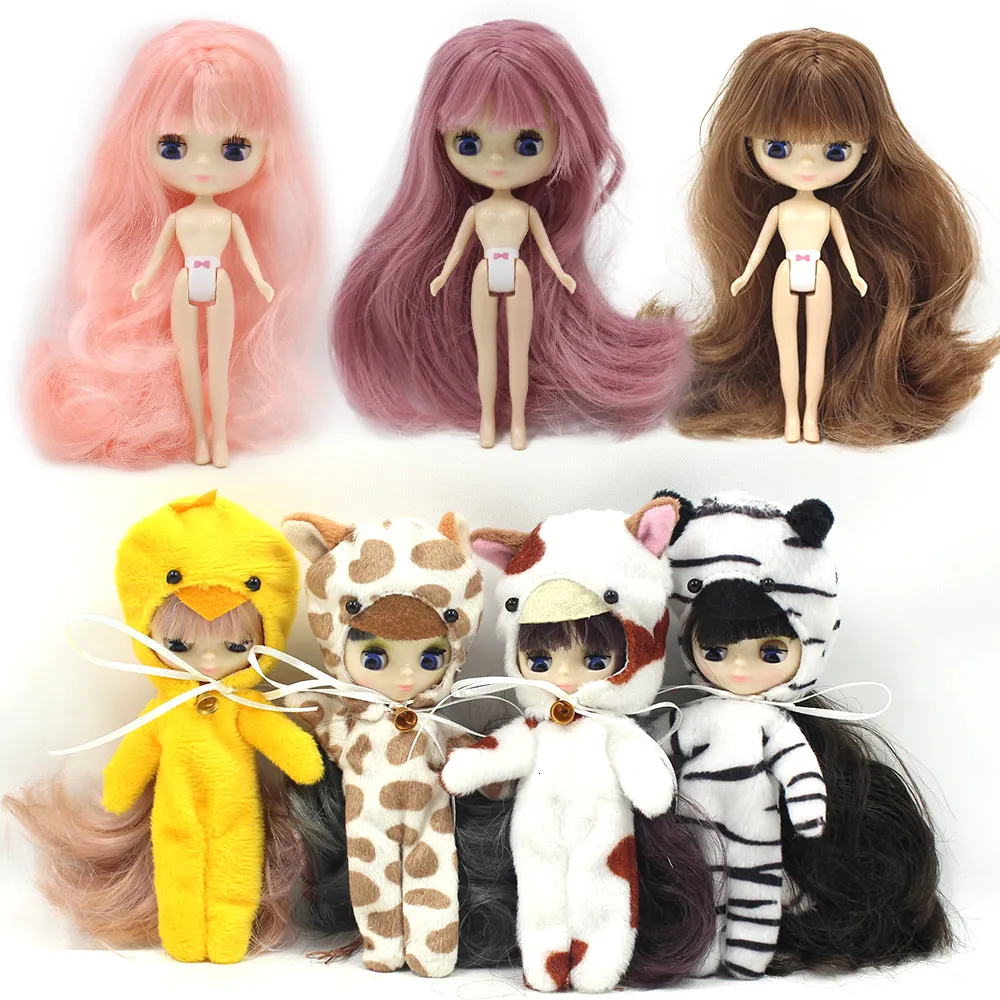 Dolls DBS Mini Blyth Doll Nude Body diyチェンジメイクアップの髪に適しているのは非常に長いです。