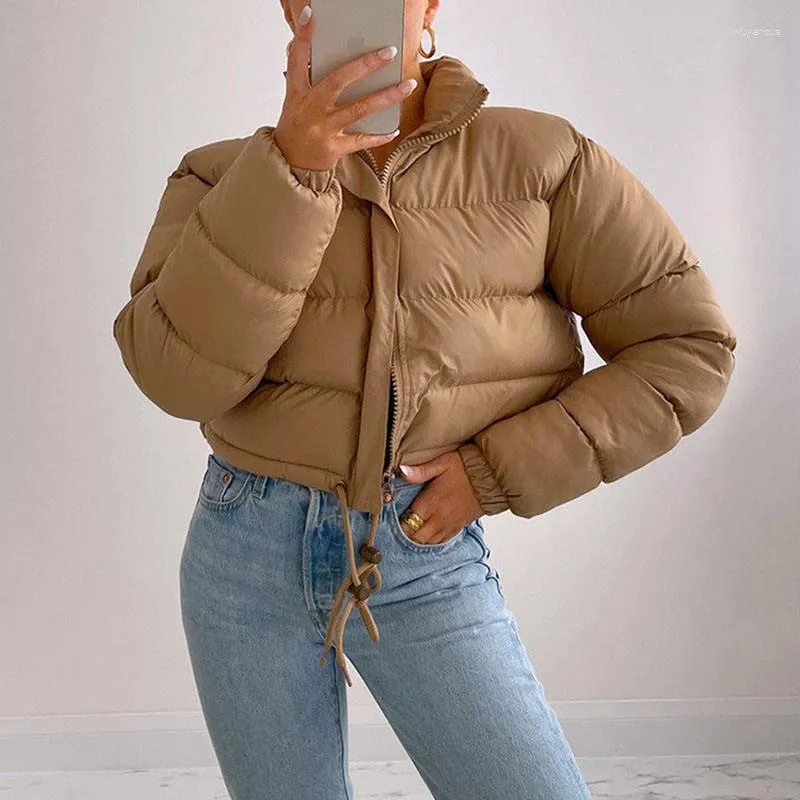 Men's Jackets Winter Women Solid Bubble Short Crop Coats Puff Ladies Down Thick Warm Bomber Puffer Female Clothes