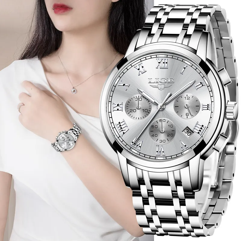 Relojes de pulsera Relojes de mujer de moda Lige Top Brand Ladies Luxury Creative Steel Pulsera Femenina Cuarzo Reloj impermeable Regalo 230905