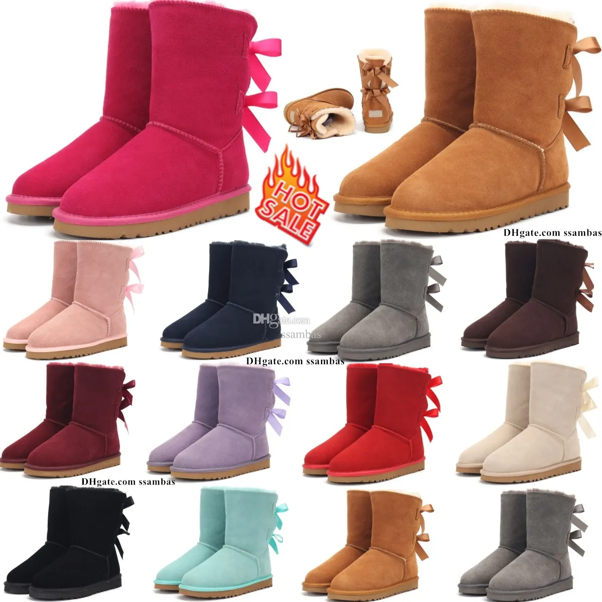 Stivali per bambini Mini Bow Australie Classic Ragazze ugglies Scarpe Bambino Bambini Inverno Snow Boot Australian II Baby Kid Youth uggly Chestnut Nero Sneakers Furry Bailey