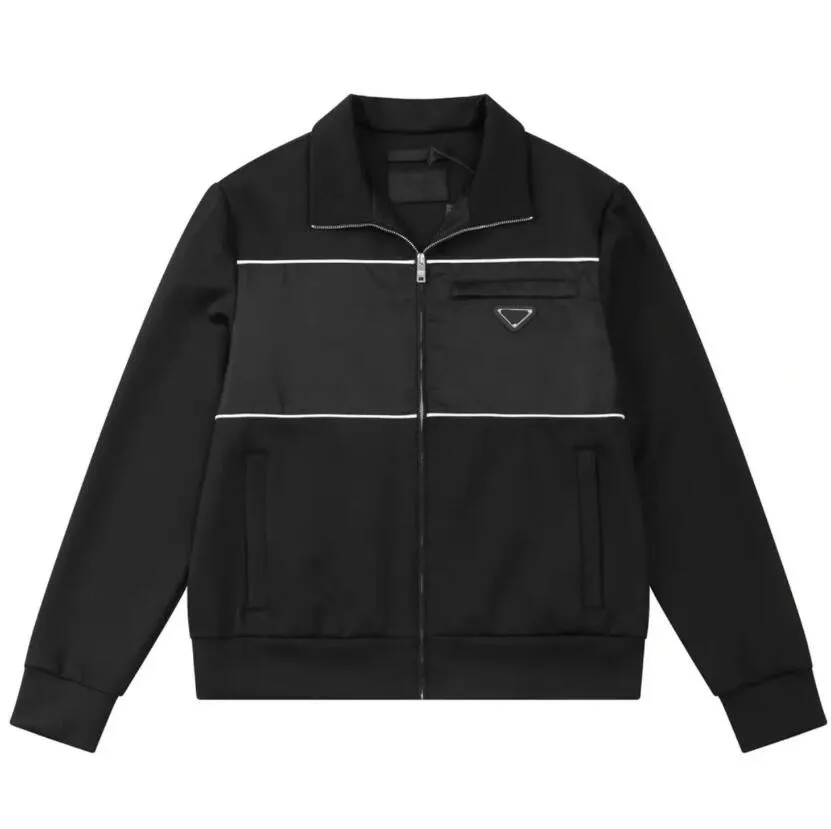 Klassische Männer Jacken Designer Metall Dreieck Zipper Marke Stehkragen Strickjacke Lässige Mode männer Mantel Splice Mäntel Tops