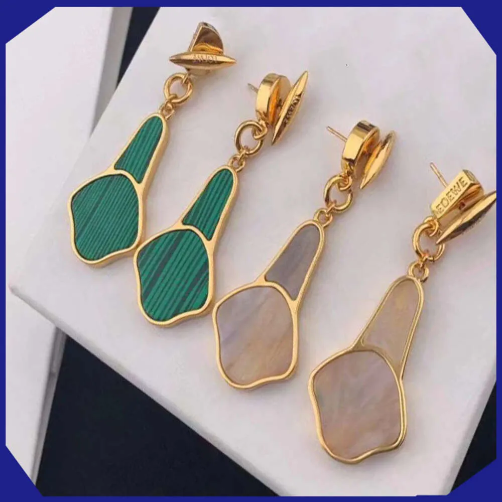 earrings designer loewees New Summer Earrings Horseshoe shaped Earrings Beimu Green Malachite Personalized Earrings Brass Material Female