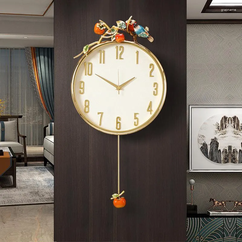 Wall Clocks Chinese Style Clock Home Living Room Decorative Light Luxury Creative Porch Watch Hanging