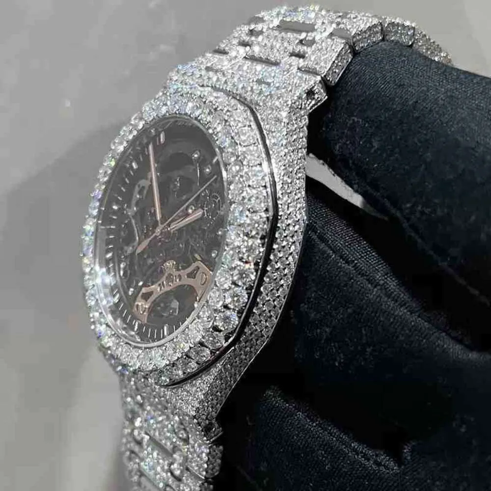 G7O4 2023Montre-bracelet 2023 Nouvelle version ston Skeleton Watch PASS TT Diamants pour hommes Qualité supérieure Mouvement mécanique ETA Luxe Iced Out Sapphire brillant2NL5