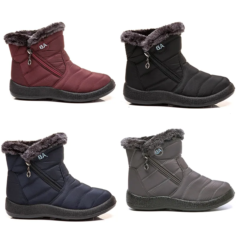 stivali da neve da donna con cerniera laterale scarpe da donna in cotone nero rosso blu grigio sneakers sportive invernali all'aria aperta