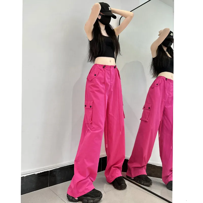 Damesbroek Capri Zomer Roze Cargo Dames Y2K Broek Sexy Vrouwelijke Joggers Losse Multi Pockets Rechte Broek Vintage Streetwear 230905