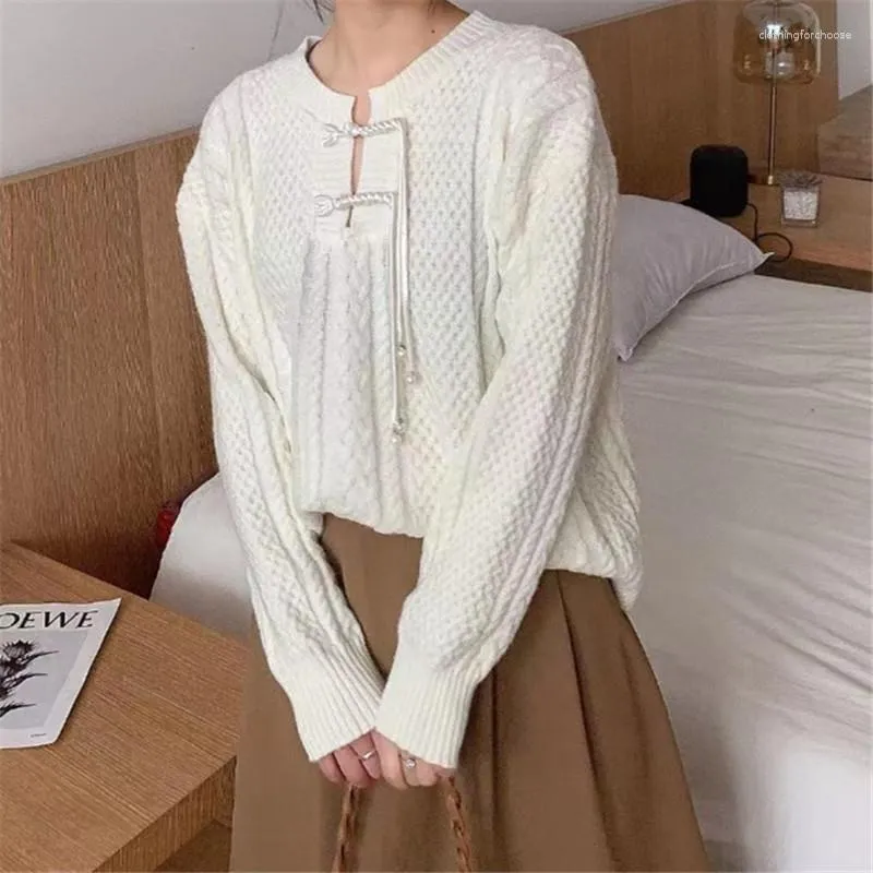 Kobiety swetry HSA 2023 Woman Sweeter O-Neck Chiński styl pullover pullover Casual Knit Autumn zima luźna leniwa kurtka ciepło grube topy