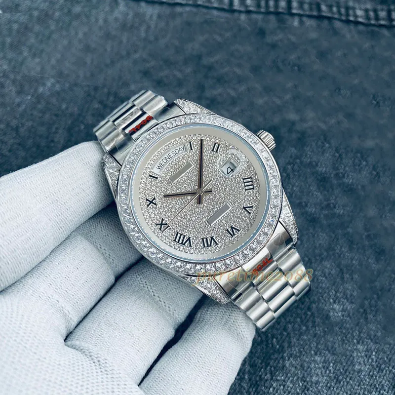 Buzlu Out İzle Diamond Watches Man Mens Diamond Watches Fashion Wristwatches 40mm 2813 Otomatik Hareket Bilekleri Montres de Luxe Orologio Di Lusso
