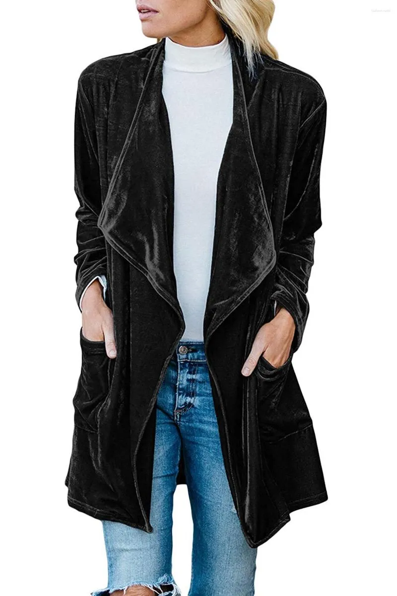 Trenchs de femmes Manteaux d'automne Velvet Pleuche Manteau pour femmes Long Spring Cardigan Casaco Feminino Abrigos Mujer Winter Manteaux d'extérieur