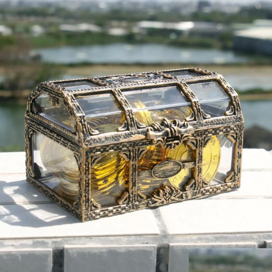 Other Festive Party Supplies Retro Plastic Transparent Pirate Treasure Box Crystal Gem Jewelry Boxs Storage Organizer Trinket Keep Dhsij