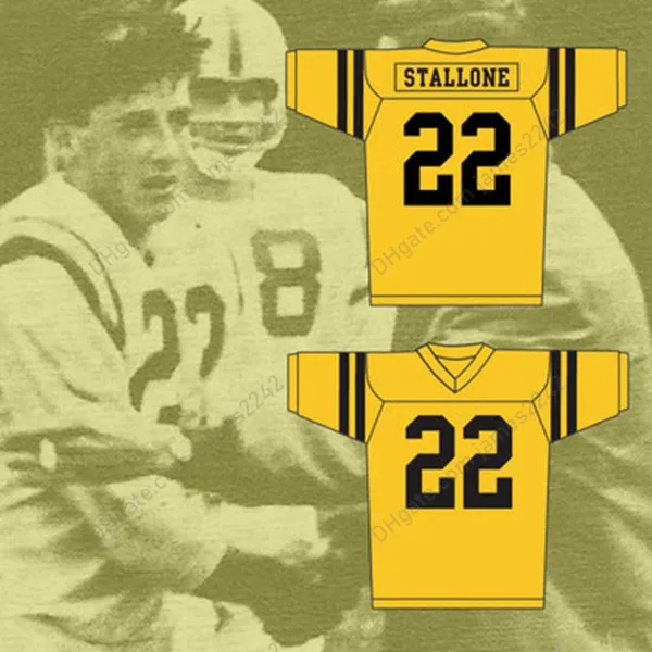 Sylvester Stallone # 22 Jerse de football de lycée Yollow masculin cousu