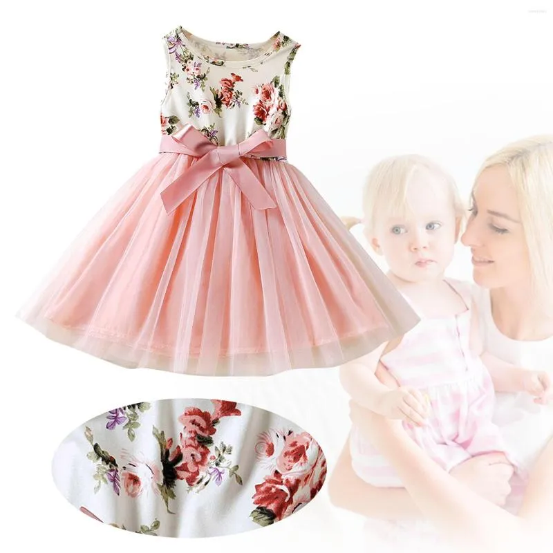 Mädchen Kleider Kleinkind Kinder Baby Mädchen Sommer Floral Mesh Weste Kleid Reise Casual Kleidung Für