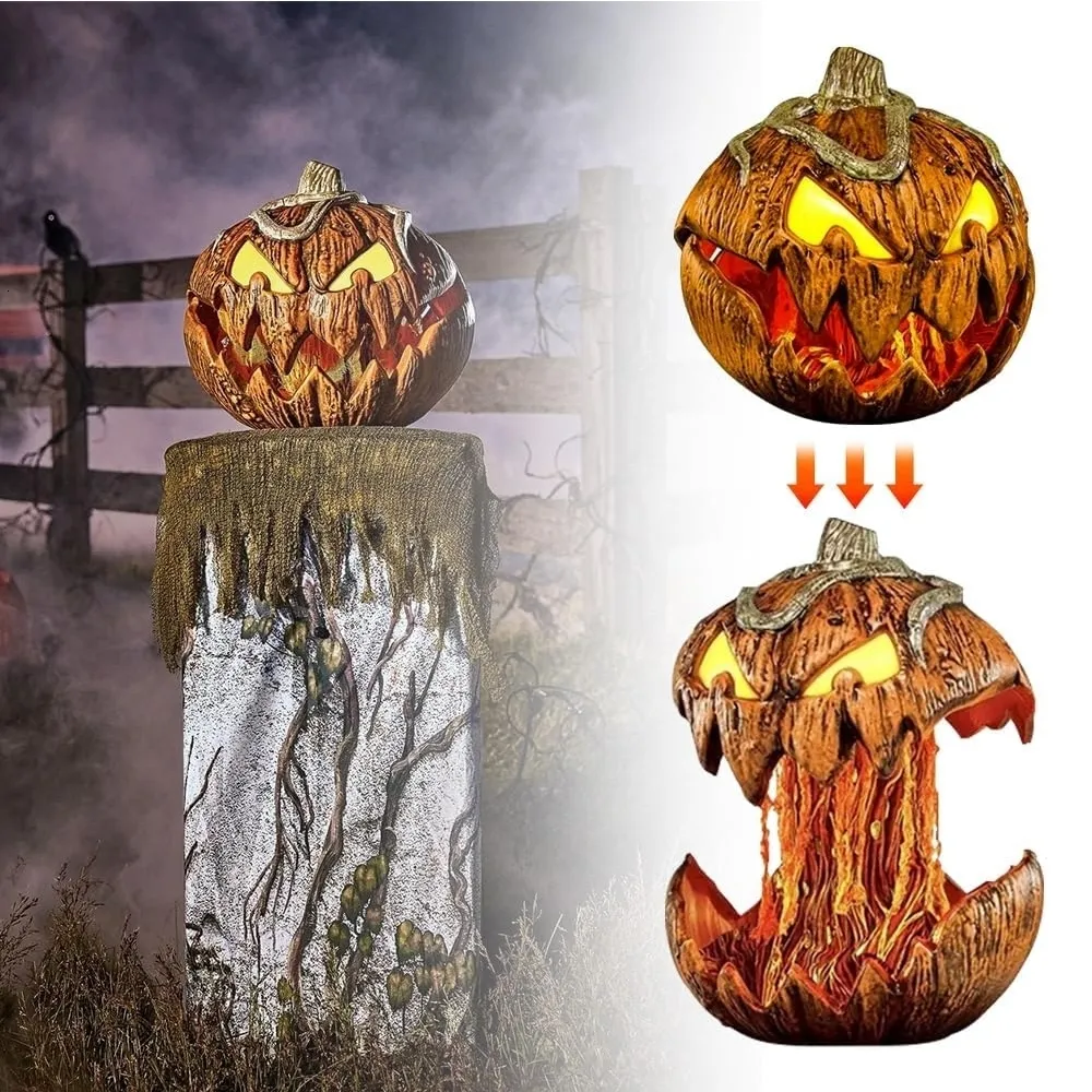 Party Masks Pop-up Retractable Jack-o'-lantern LED Glowing Eyes Make a Sound Pumpkin Lanterns Horror Decor Prop Haunted House Halloween Gift 230905