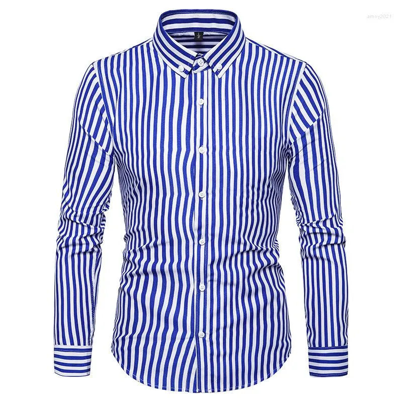 Men's Dress Shirts Thin Shirt Long Sleeved Casual Stripe Quick Drying No Ironing Exquisite Inch