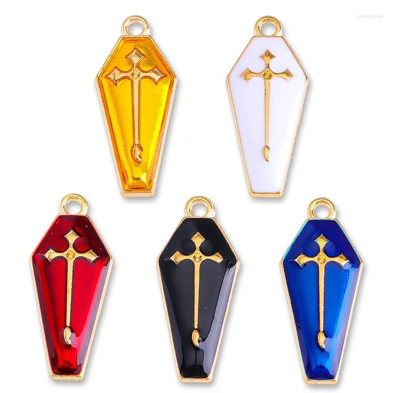 Charms 10pcs Fashion Cross Coffin Hook wisiorek punkowy metalowy kropla olej do majsterkowania bransoletki naszyjnik biżuteria