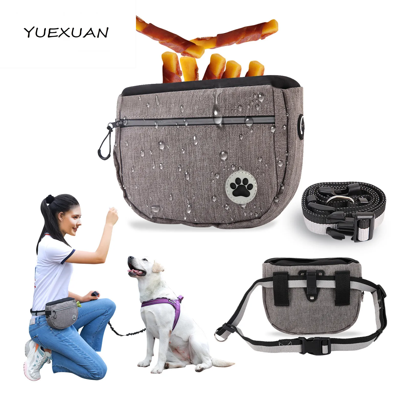 YUEXUAN Sac de collation de dressage pour Chien Chat avec Distributeur de Sac à déchets intégré pour Les Sorties Accessoire Parfait pour la Promenade du Chien