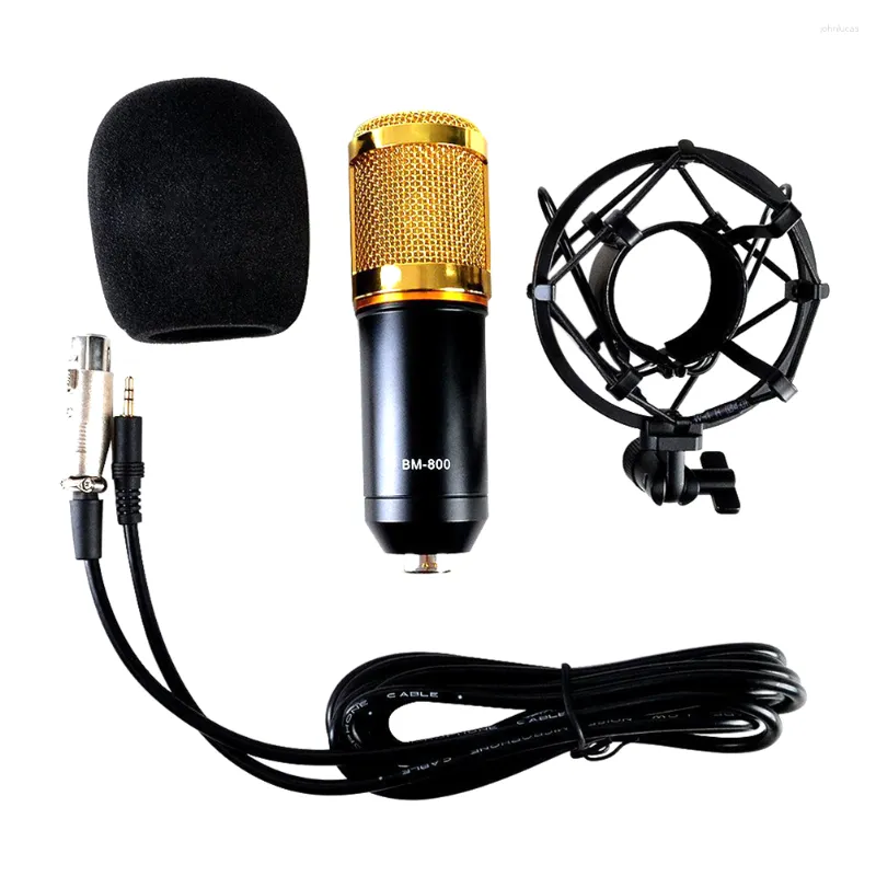 Microphones Studio Broadcasting Webcast Podcast Condenser Microphone Mic med Mount (Black Golden)