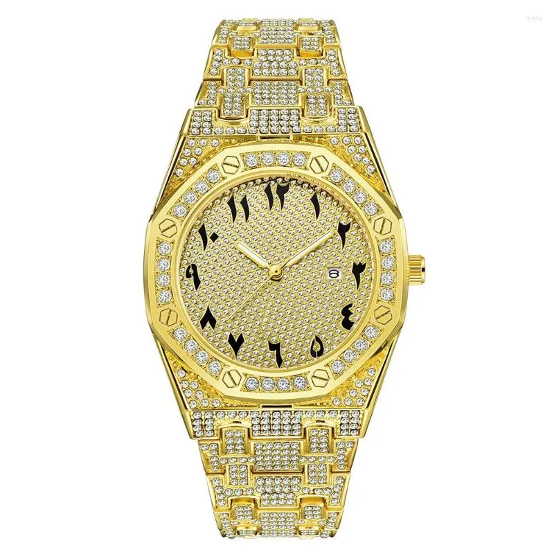 Top Hip Hop Iced Out Diamond Mens Quartz Gold Wristwatches Cool And Stylish  Relogio Masculino From Madai, $14.68