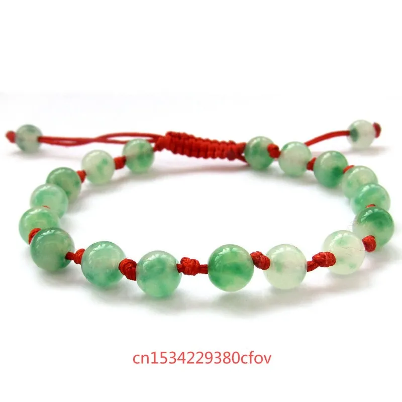 Groene Jade Emerald 8MM Kralen Handknopen Armband Accessoires DIY Sieraden Mode Man Vrouw Geluk Amulet