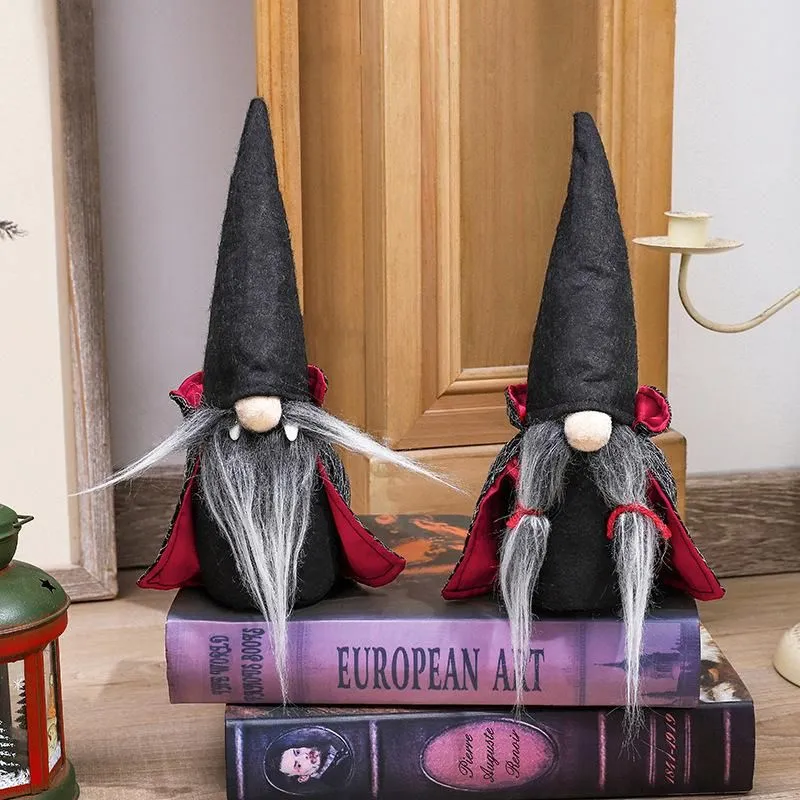 Halloween Handmade Tomte Toy Swedish Gnomes Ornaments with Witch Cloak Hat Christmas Doll Decor For Home