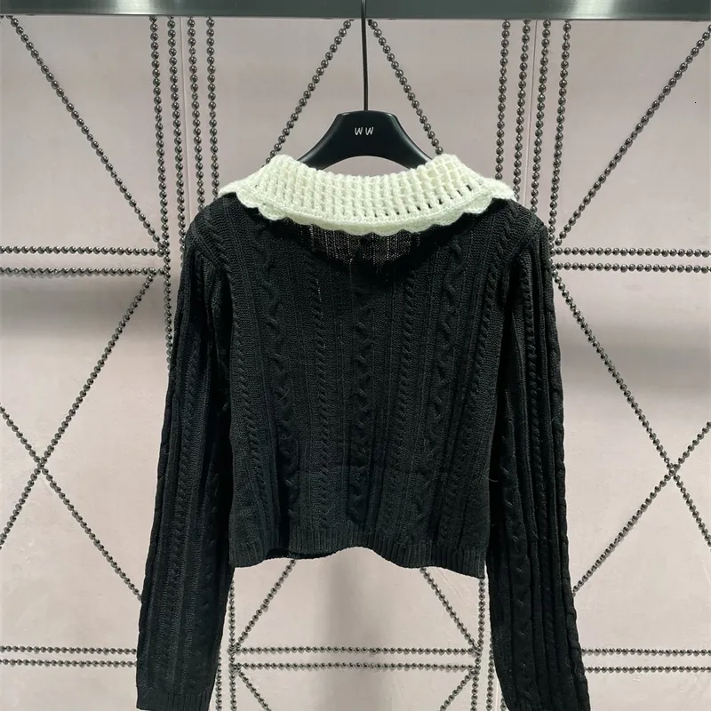여성 스웨터 탑 Y2K 이른 가을 라펠 라펠 긴 스웨터 베이지 색 흰색 핑크 블랙 평등 크기 CC0860 230905