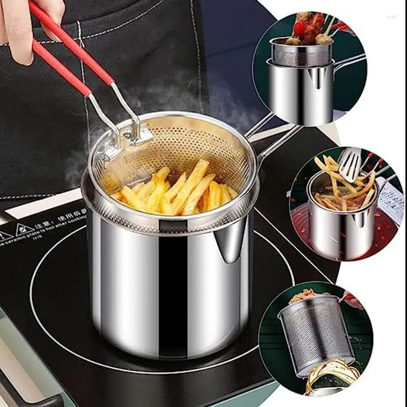 Pans Stainless Steel French Fried Pots Multipurpose Fries Fryer Chicken Deep Frying Pot Pasta Kitchen Cooking Accessories