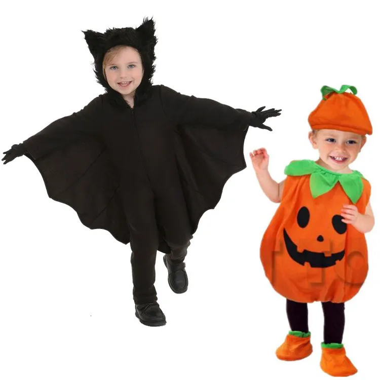 Special Occasions Kid Girls Black Bat Costume Halloween Hooded Jumpsuit Romper Cosplay Outfit With Wings Ears Stockings For Child Teen 230906