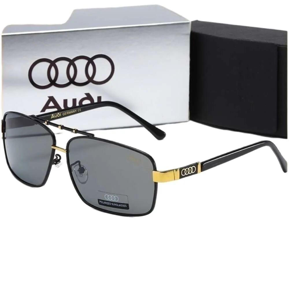 Lunettes de soleil Designer Audi Luxury Brand Classique pour les hommes Femmes Audi Polarise Sunglasses Square Men's Square High-définition Conduite de nouveaux lunettes en métal