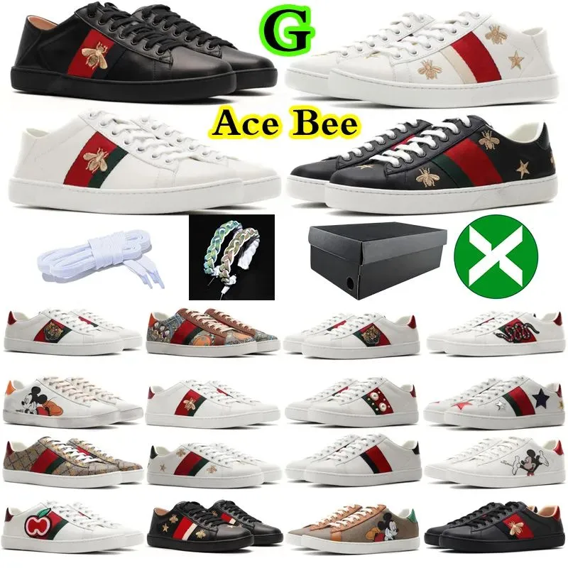 Designer de luxe Chaussures Casual Baskets Low Hommes Femmes Chaussures Bee Ace Haute Qualité Tigre Brodé Noir Blanc Vert Rayures Baskets