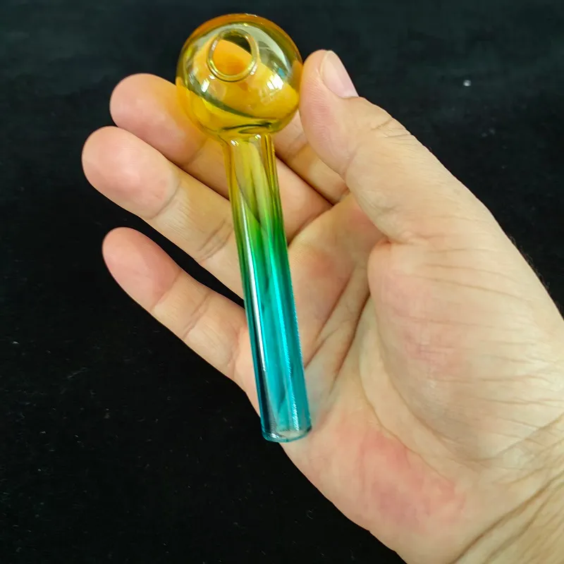 4 inches Colourful Thick Pyrex Glass Oil Burner Pipe Smoking Pipes Tobcco Dry Herb Smoking Accessories Glass Tube