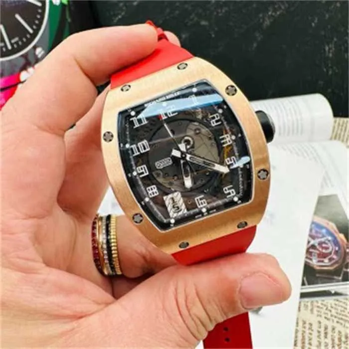 Richarmilles Mens zegarek szwajcarskie sporty zegarki mechaniczne RM005 Seria męska zegarek 18K Rose Gold Data Wyświetlacz Automatyczne mechaniczne Szwajcarskie słynne Watc Hbhe