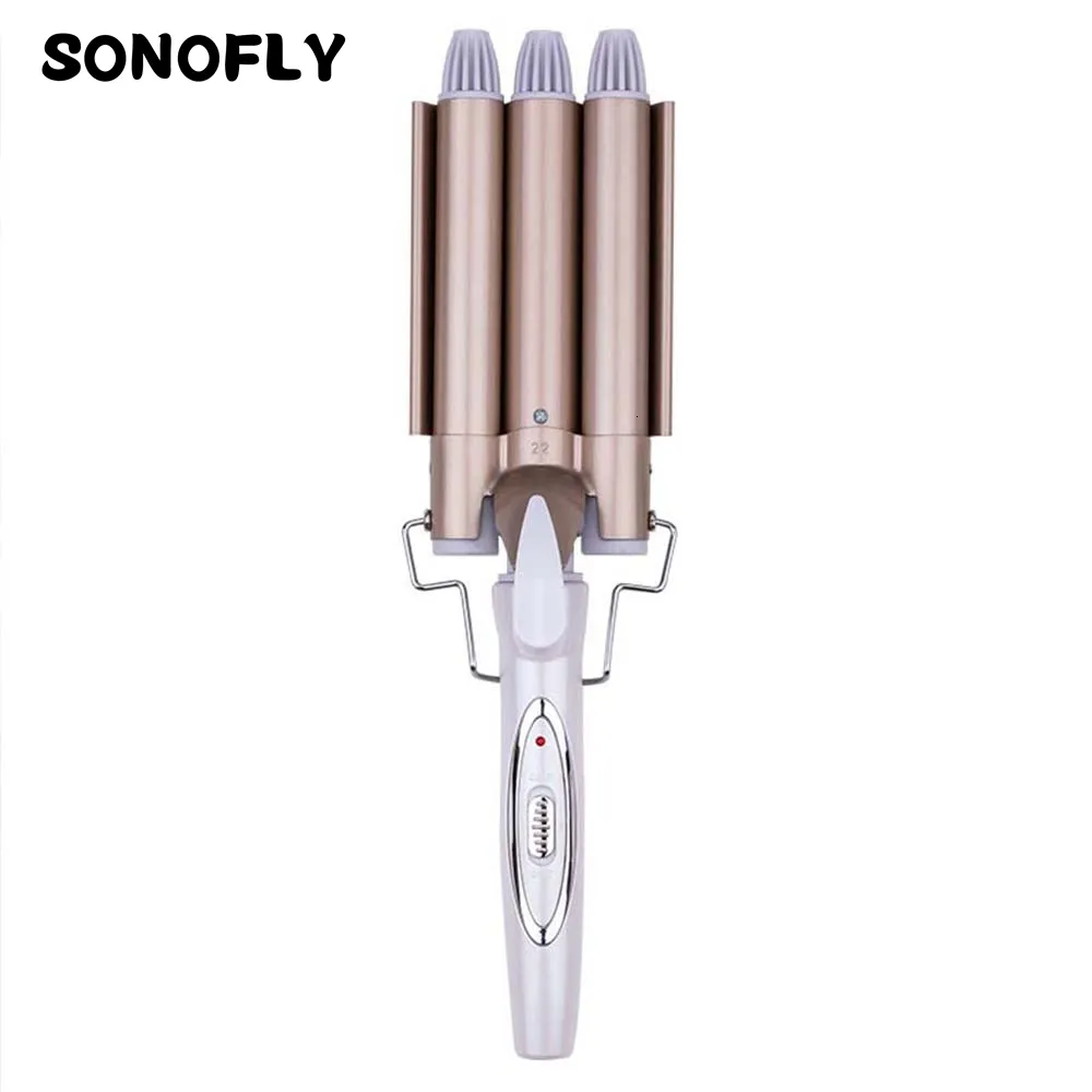 Curling Irons SONOFLY 22mm Triple Barrel Hair Curler Egg Roll Wavy Hairstyle Profession Hairdressing Tool Women Electric Iron JF270 230906
