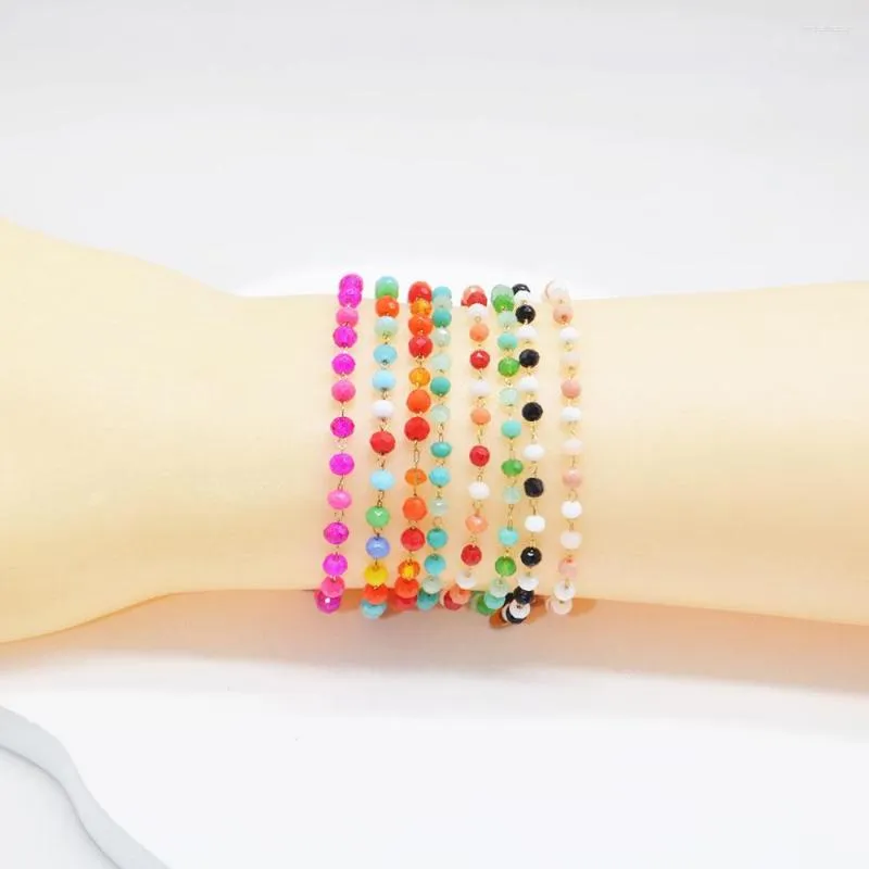 Strand Glass Crystal Beaded Bracelet Women Girls Handmade DIY Making Boho Summer Beach Fashion Cute Jewellery Gift Wholesale Available