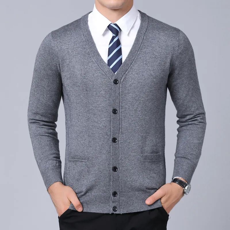 Suéter masculino moda marca suéter para homens cardigan casaco v pescoço slim fit jumpers malhas inverno estilo coreano roupas casuais 230906