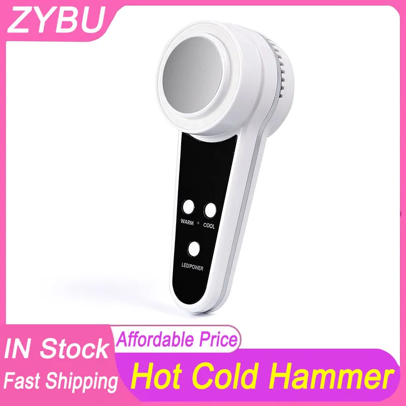 Mini Hot Cold Hammer Facial LED Photon Therapy Beauty Device Skin Lifting Facial Rejuvenation Tightening Anti Wrinkle Aging Heating Cooling Compress Massager