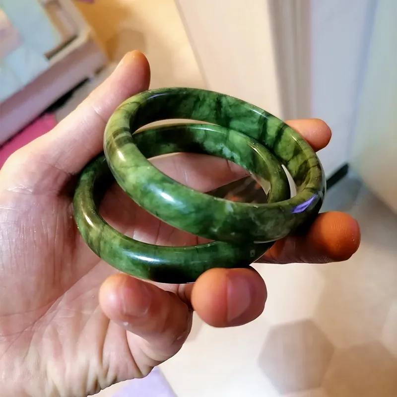 Bracelet en jade chinois naturel sculpté à la main, large bande, bijoux Boutique de mode, Bracelet Turquoise pour hommes et femmes