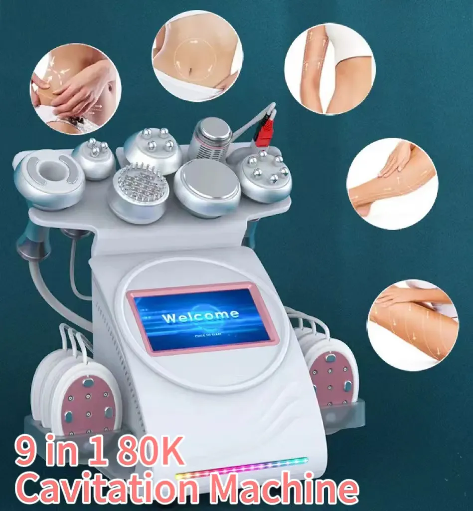 Factory Price 9 In 1 Body Contouring Ultrasonic Vacuum RF 80K Cavitation Shaping and Exercising Muscles Machine With Radio Frequency