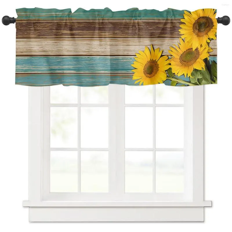 Cortina estilo pastoral girassol vintage prancha cortinas curtas cozinha armário de vinho janela da porta pequeno guarda-roupa decoração casa