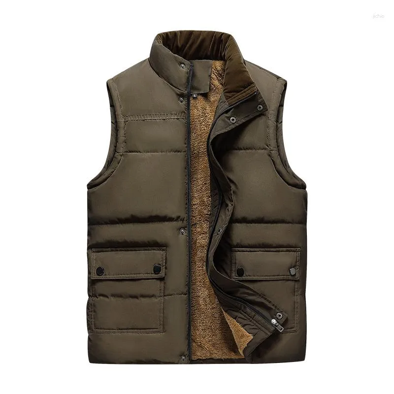 Men's Vests Fashion Autumn Winter Plush And Thick Warm Camisole Coat With  Standing Collar Trend Loose Fitting Versatile Vest