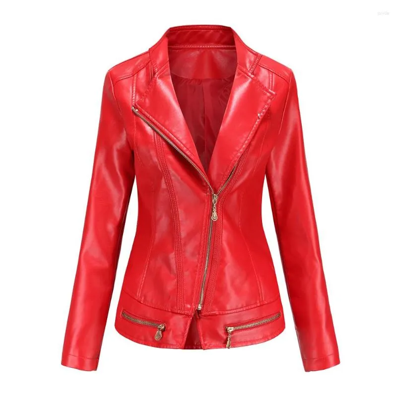 Veste en cuir Slim pour femmes, manteau de Moto d'automne pour motard, fermeture éclair, vert Beige rouge noir XS XXS, 2023