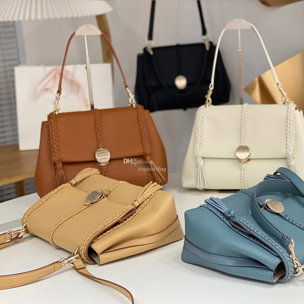 Luxury Calfskin Leather Tote Bag Designer Top Handle Handbag for