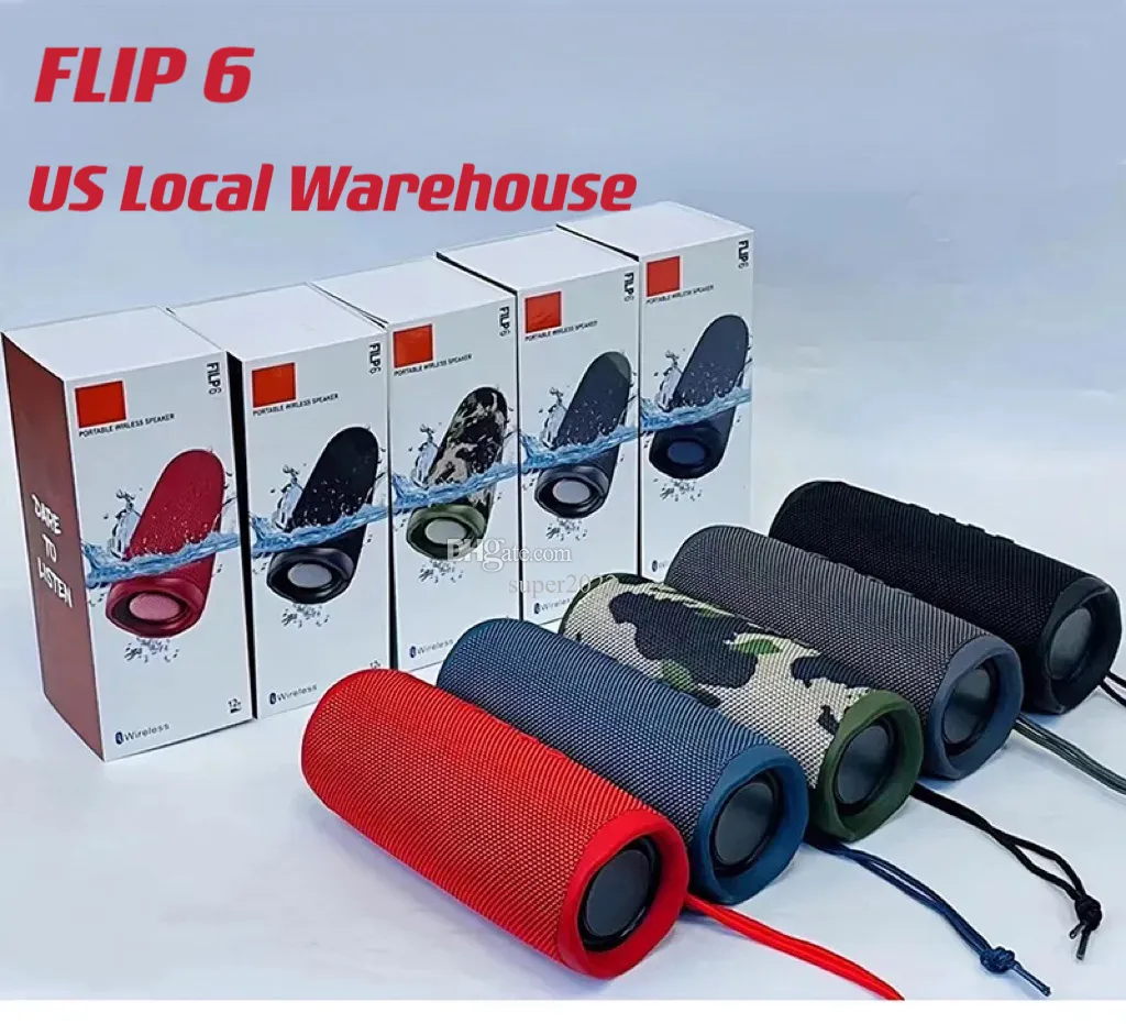 Lautsprecher Flip 6 Outdoor Sports Wasserdichter tragbarer Subwoofer Bass Wireless BT 5.0 Lautsprecher mit TF USB FM Lokales Lager